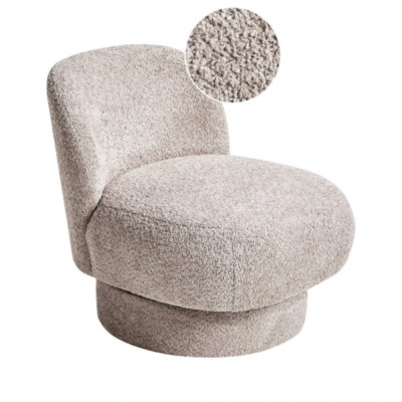 Image of Beliani Swivel Boucle Armchair Beige Aylo