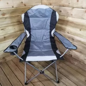 Image of Luxury Padded High Back Folding Outdoor / Camping / Fishing Chair in Grey