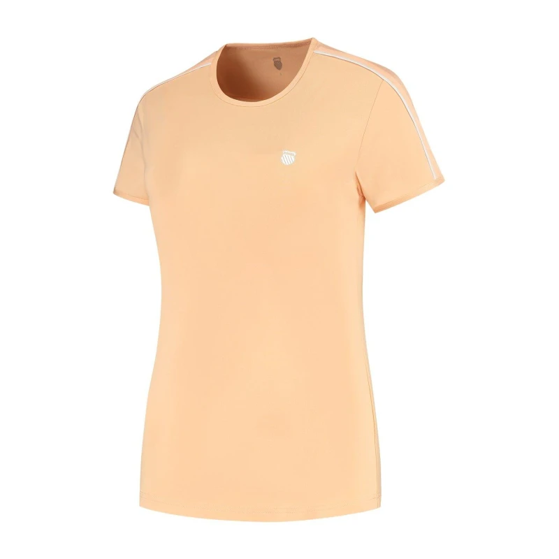 Image of K Swiss Womens Hypercourt CrwT3 Short Sleeve Performance T-Shirt Peach Fuzz female 12 (M)