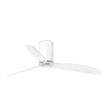 Image of Mini Medium Ceiling Fan Clear, White Gloss - Optional LED Light Sold Separately