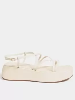 Image of Yours Extra Wide Fit Strappy Flatform - White, Size 7, Women