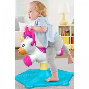 Image of Fisher-Price Bounce and Spin Unicorn, Stationary Musical Ride-...