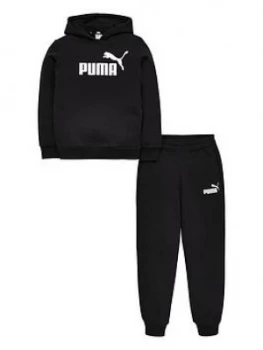 Image of Puma Essentials Logo Hooded Sweat Suit - Black