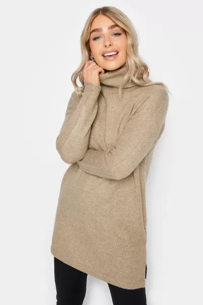 Image of M&Co Neutral Roll Neck Tunic, Natural, Size 10-12, Women