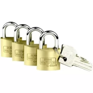 Image of Burg Waechter 4er Set Set Quadro 222 40 SB Padlock keyed-alike Brass Key
