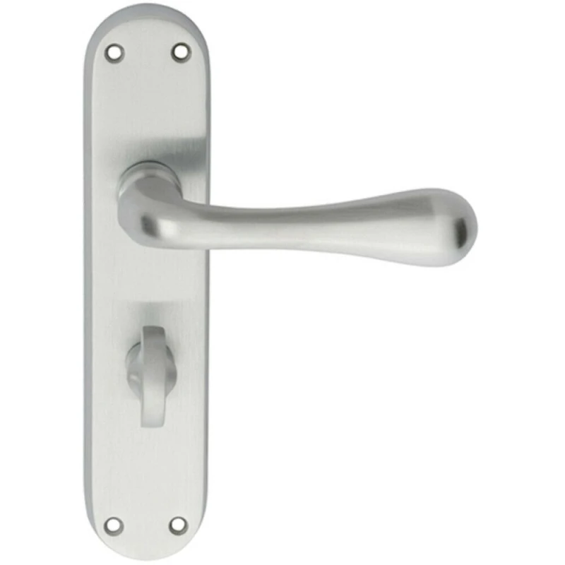 Image of Loops PAIR Smooth Round Bar Handle on Bathroom Backplate 185 x 40mm Satin Chrome Multi