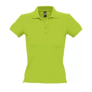 Image of SOLS Womens/Ladies People Pique Short Sleeve Cotton Polo Shirt (XL) (Apple Green)