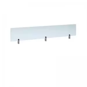 Image of Desktop clear acrylic screen topper with silver brackets 1800mm wide