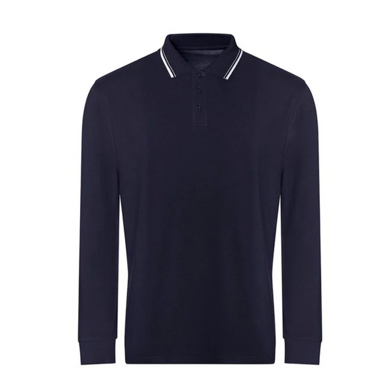 Image of AWDis AWDis Men Tipped Long-Sleeved Polo Shirt in Navy Size: Small Navy S Male 5063300126103
