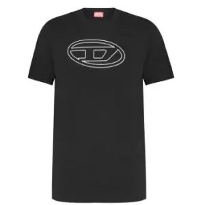 Image of Diesel Raised D Logo T-Shirt - Black