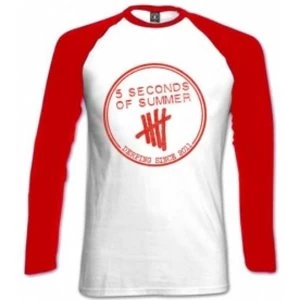 Image of 5 Seconds Of Summer Derping Stamp Raglan White Red: Medium