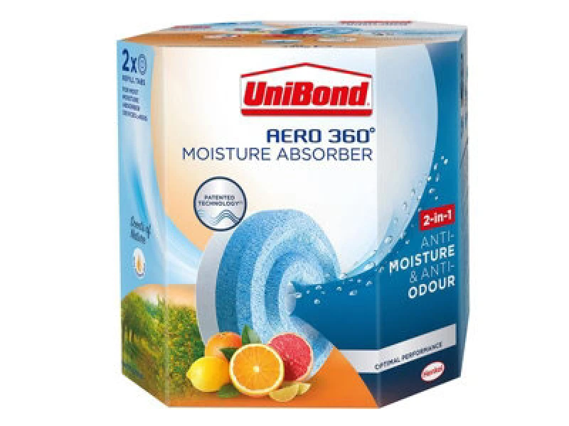 Image of Unibond UniBond Aero 360 Moisture Absorber Citrus Fruit Refill Tabs Twinpack 450g 3005117 3005117