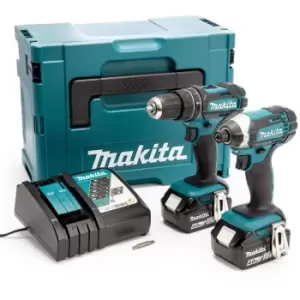 Image of Makita Makita DLX2131MJ 18V LXT Twin Pack - DHP482 Combi Drill + DTD152 Impact Driver (2 x 4.0Ah Batteries) DLX2131MJ