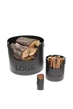 Image of 3 Piece Fireside Metal Storage Set
