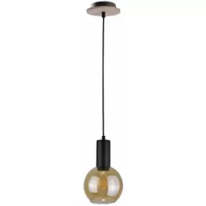 Image of Keter Lighting - Keter Jantar Dome Pendant Ceiling Light Wood, 15cm, 1x E27