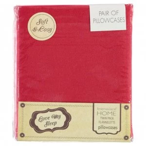 Image of Love My Sleep Flannelette Pillowcases Twin Pack - Red