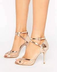 Image of Head Over Heels by Dune Gold Katana' Mid Wedge Heel Ankle Strap Sandals - 3
