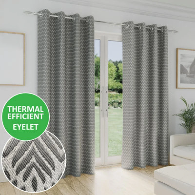 Image of Enhanced Living Aspen Light Filtering Eyelet Curtains Grey 117 x 137cm WB72804