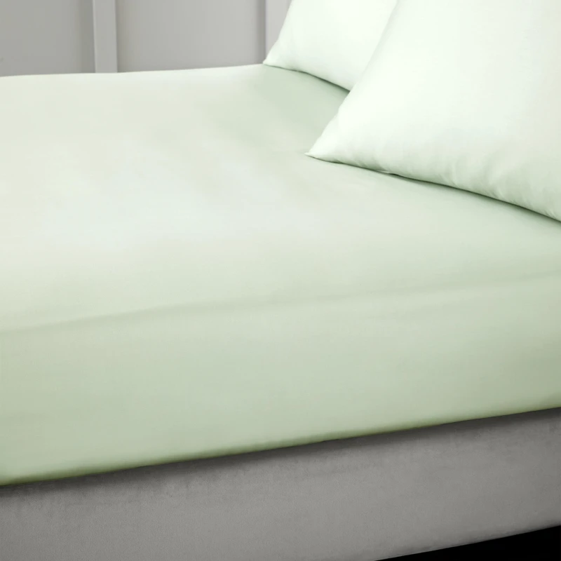 Image of Bianca 400 Thread Count Cotton Sateen Fitted Sheet Green unisex Single
