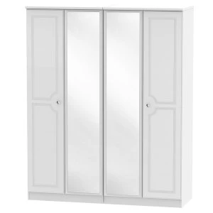 Image of Robert Dyas Montego Ready Assembled 4-Door Mirrored Wardrobe