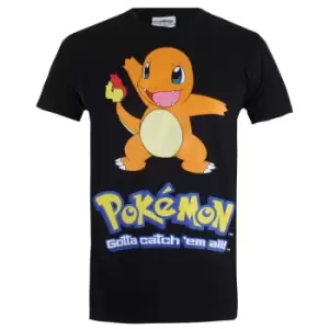 Image of Pokemon Mens Charmander T-Shirt - Black - M - Black