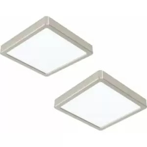Image of 2 pack Ceiling Light Satin Nickel 210mm Square Surface Mounted 16.5W LED 3000K