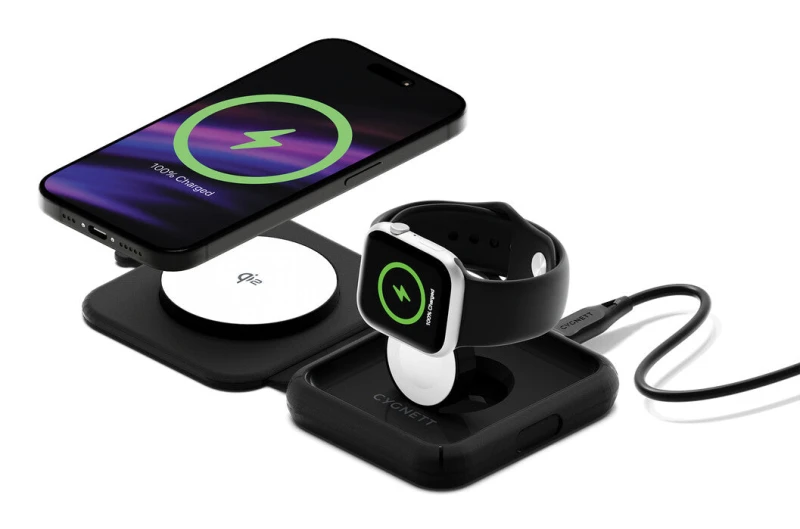 Image of Cygnett Cygnett MagTravel Qi2.0 2-in-1 Smartphone, Smartwatch Black USB Wireless charging Fast charging Indoor CY5138WIRDE