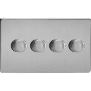 Image of Varilight 4 Gang 2 Way Push On/Off Rotary LED Dimmer 4 x 0 120W (1 10 LEDs) (Twin Plate) - JDCDP254S