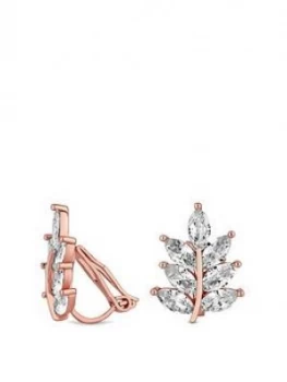 Image of Jon Richard Rose Gold Plated Leaf Clip On Earrings