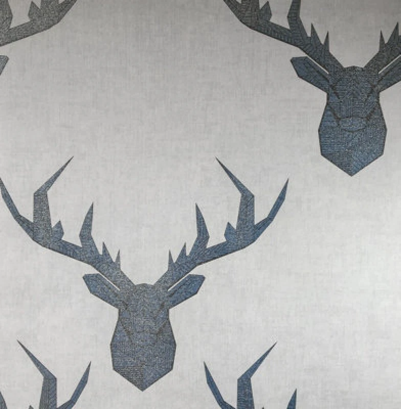 Image of SK Filson Grey Geometric Stag Head Wallpaper