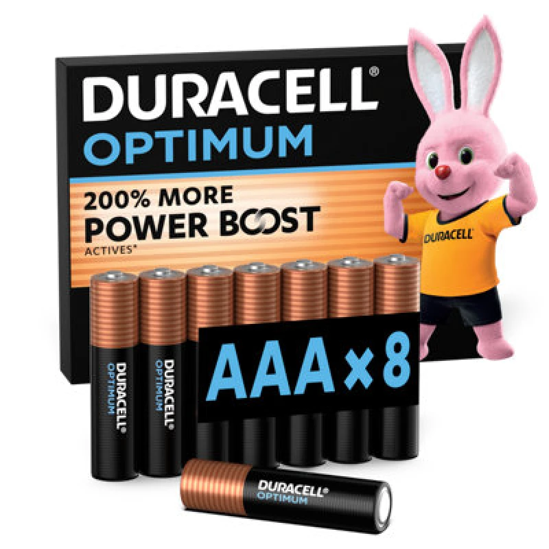 Image of DURACELL Optimum AAA Alkaline Batteries - Pack of 8 5000394175433