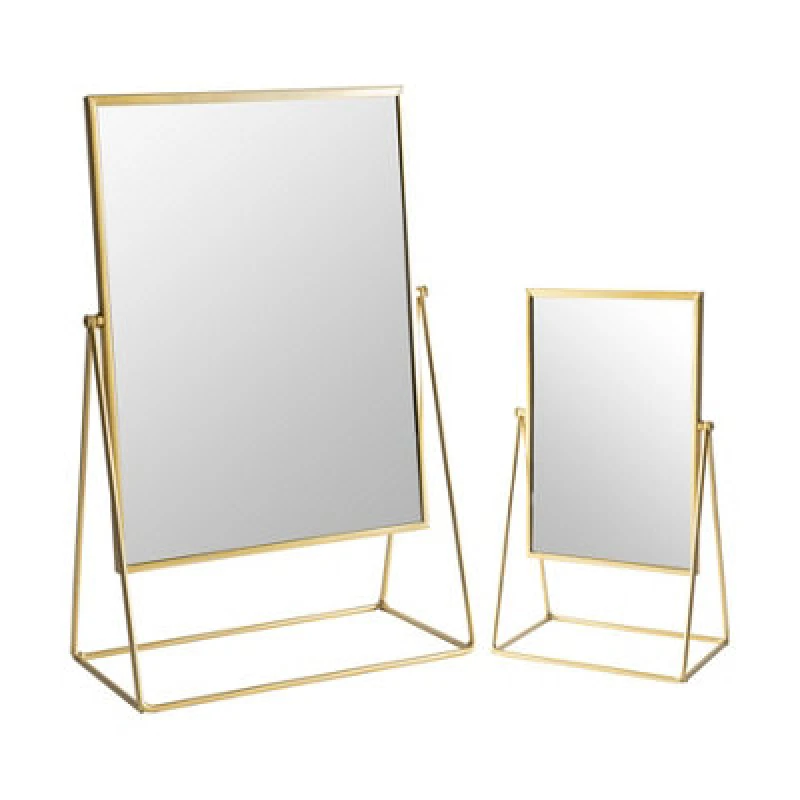 Image of Harbour Housewares 2Pc Dressing Table Mirror Set - Gold - Makeup Tabletop Cosmetic Bathroom Mirror