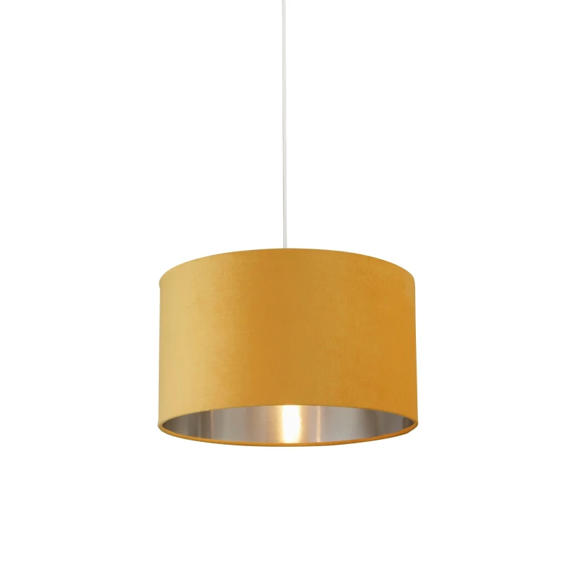 Image of Lighting Collection Velvet Drum Shade Ochre unisex 45cm
