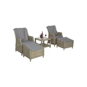 Image of WENTWORTH 5pc Deluxe Gas Reclining chair set : 2 Gas operated recliners 1 x coffee table + 2 stools