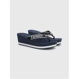 Image of Tommy Hilfiger Tommy Webbing H Wedge Sandal - Blue