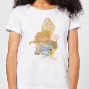 Image of Disney Princess Filled Silhouette Belle Womens T-Shirt - White - XXL