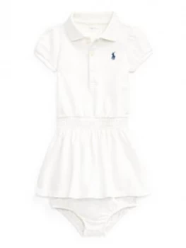 Image of Ralph Lauren Baby Girls Classic Short Sleeve Polo Dress - White, Size 9 Months