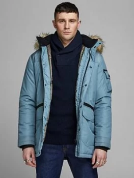 Image of Jack & Jones Globe Parka Jacket - Blue