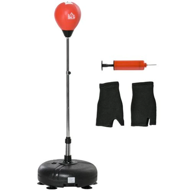 Image of HOMCOM HOMCOM Punching Bag with Stand Boxing Bag Set with 4-Level Adjustable Height in Red Red One Size Unisex 5061025089864