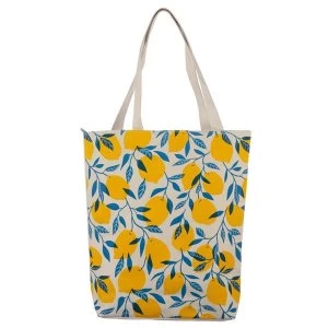 Image of Lemons Handy Cotton Zip Up Shopping Bag