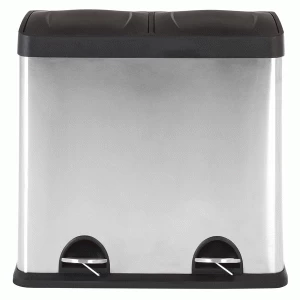 Image of Premier Housewares 48L 2-Compartment Recycling Pedal Bin - Stainless Steel
