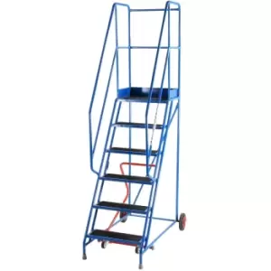 Image of 6 Tread Mobile Warehouse Stairs Anti Slip Steps 2.5m Portable Safety Ladder