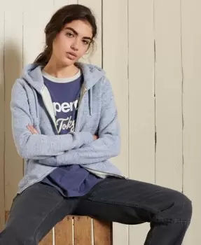 Image of Superdry Womens Vintage Logo Embroidered Zip Hoodie Light Blue / LA Blue Marl - Size: 6