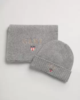 Image of GANT Men Scarf & Beanie with Gift Box (ONE-SIZE) Grey
