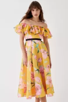 Image of Organza Bardot Frill Midi Dress