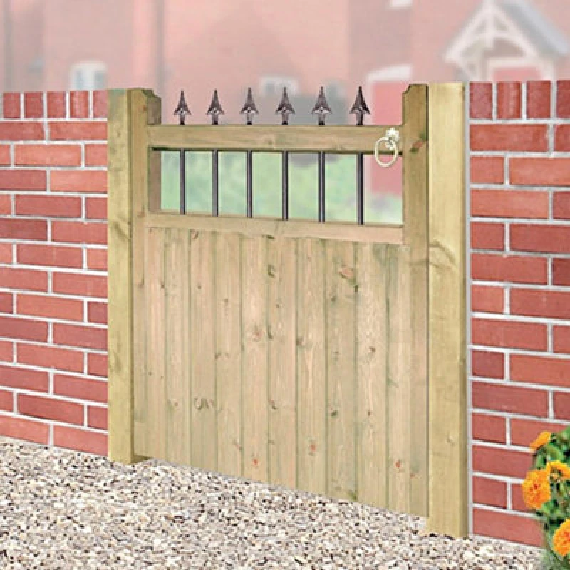 Image of Burbage Iron Craft Hampto Low Wooden Garden Gate 1050mm Wide X 1200mm High Ha05