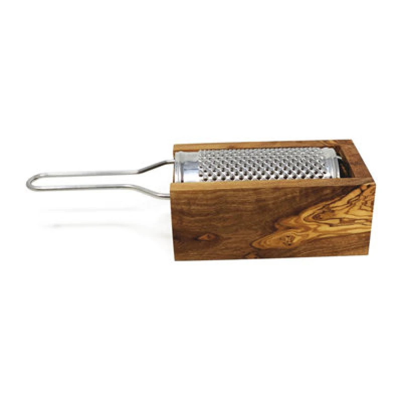Image of Verano Spanish Ceramics Olive Wood Natural Grained Rustic Kitchen Dining Grater w/ Box (Diam) 11cm Natural unisex