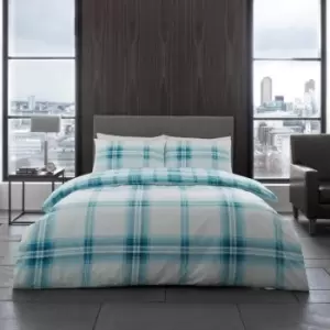 Image of Bardsley Check Duvet Set - Teal - King - TJ Hughes