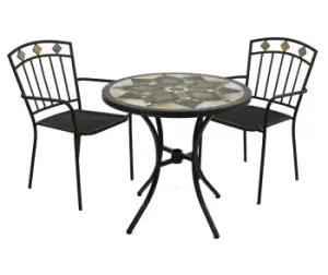 Image of Europa Darwin 76cm Stone Table With 2 Malaga Chairs Bistro Set