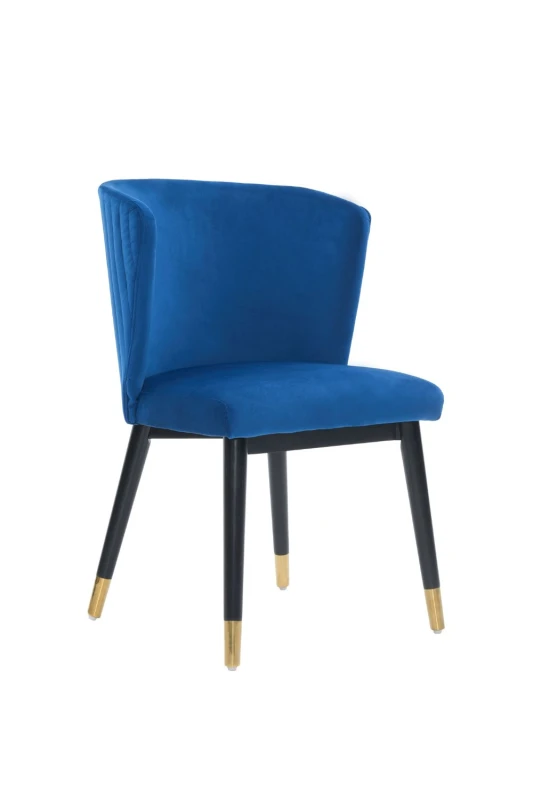 Image of Life Interiors Life Interiors Single Sofina Modern Velvet Dining Chair, Tufted Back, Wooden Frame in Blue Blue One Size Unisex 5056660010304